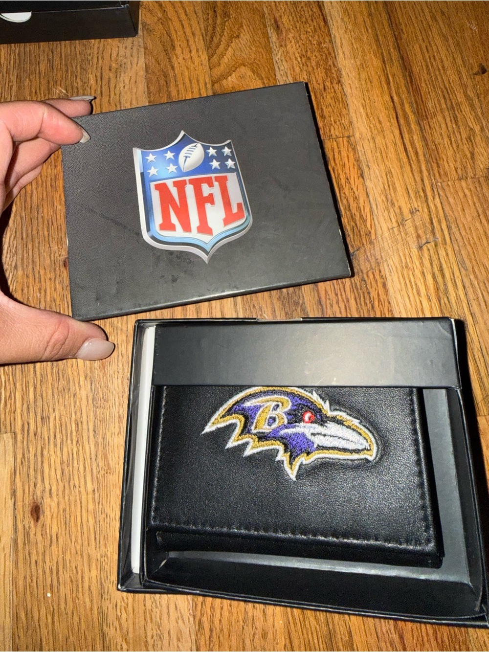 NFL Baltimore Ravens Black and Purple Leather Bifold Wallet